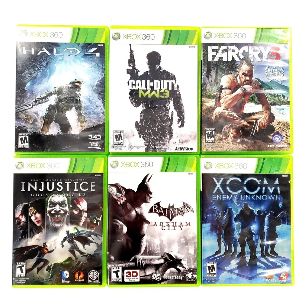 Microsoft Xbox 360 Games Lot Of 6 Halo 4, COD MW3, Farcry 3, Injustice, Batman
